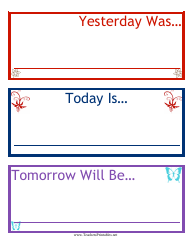 Document preview: Yesterday-Today-Tomorrow Daily Calendar Template