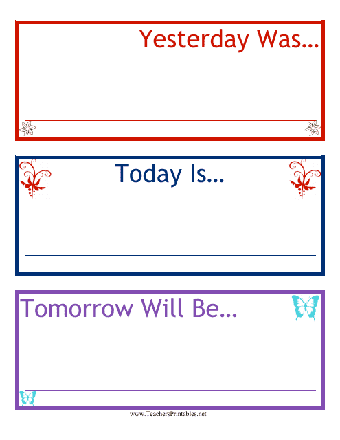 &quot;Yesterday-Today-Tomorrow Daily Calendar Template&quot; Download Pdf