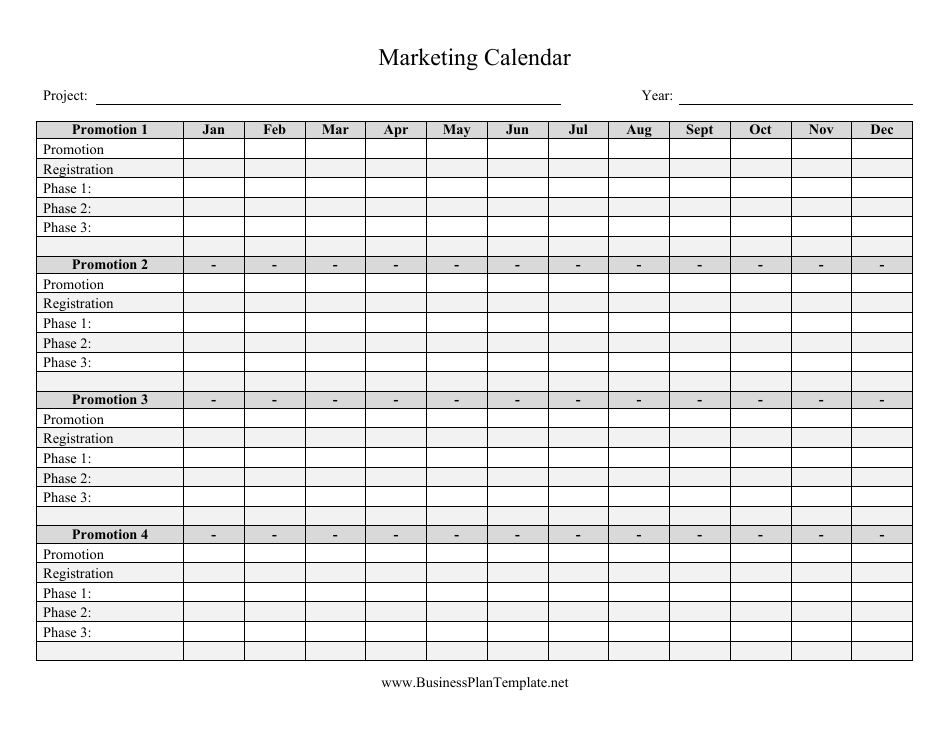 Marketing Calendar Template Download Printable PDF Templateroller