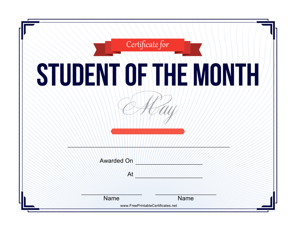 Student of the Month Certificate Template - May, Page 1