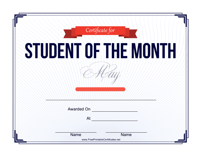 Student of the Month Certificate Template - May Download Pdf