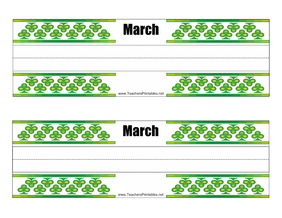 Desk Name Tag Template - March Graphic Preview