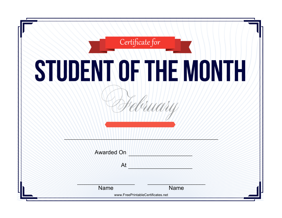 Student of the Month Certificate Template - February preview image