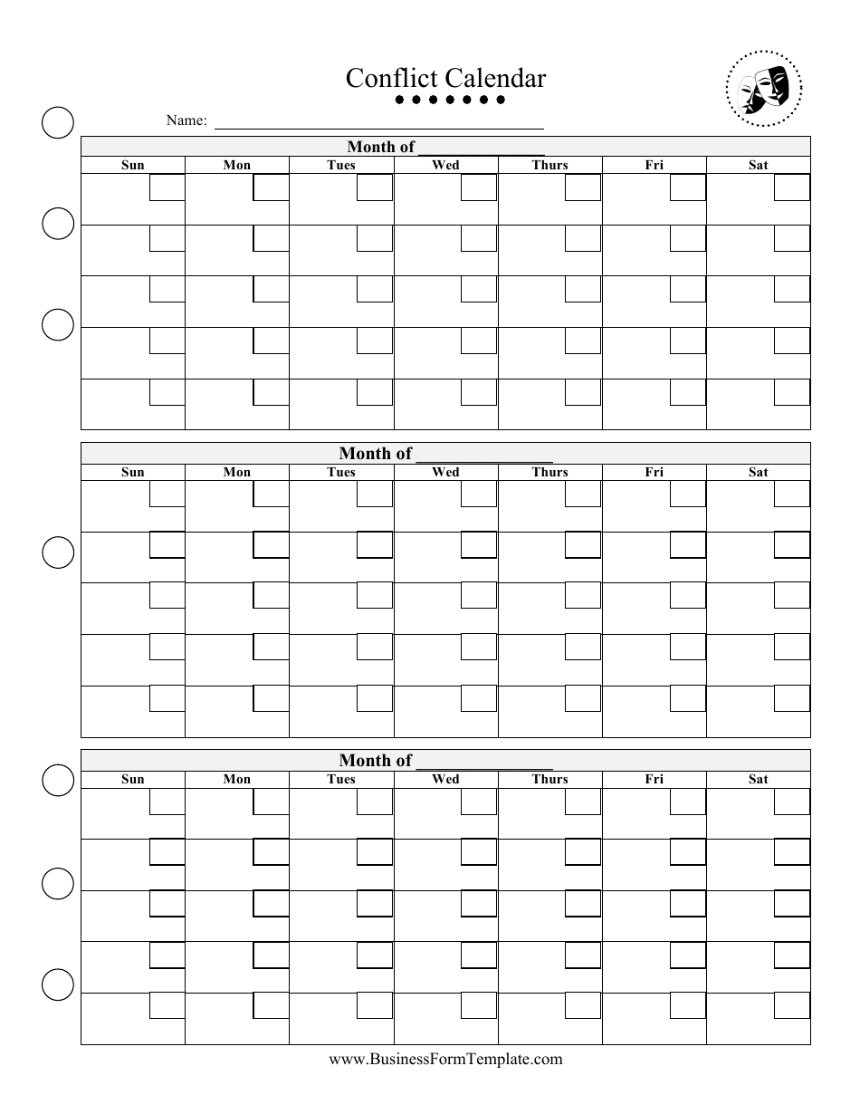 Conflict Calendar Template, Page 1