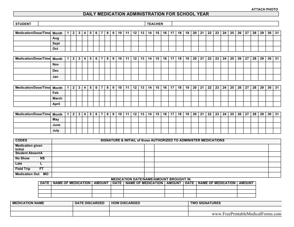 Daily Medication Administration Schedule Template for School Year - Templateroller logo and preview