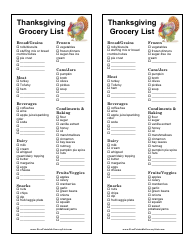 Document preview: Thanksgiving Grocery List Template