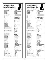 Document preview: Pregnancy Grocery List Template