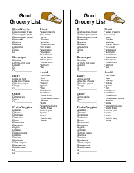 Document preview: Gout Grocery List Template