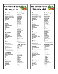 No White Food Grocery List Template Download Printable PDF | Templateroller