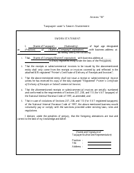 Document preview: Taxpayer-User's Sworn Statement Template