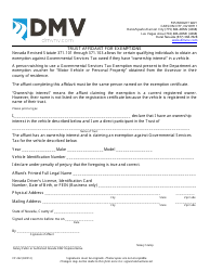 Document preview: Form VP-242 Trust Affidavit for Exemptions - Nevada