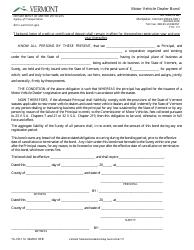 Document preview: Form TA-VD-114 Motor Vehicle Dealer Bond - Vermont