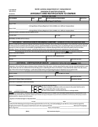 Form MVR-4F Affidavit and Notification to Owner - North Carolina