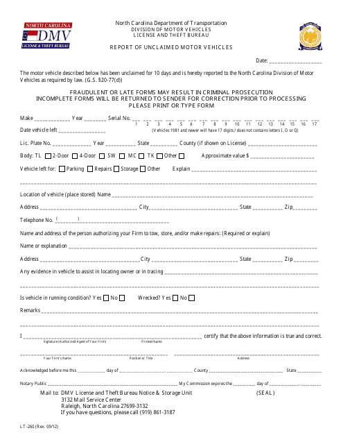 Form LT-260  Printable Pdf