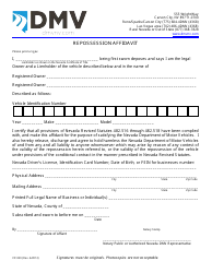 Document preview: Form VP-020 Repossession Affidavit - Nevada