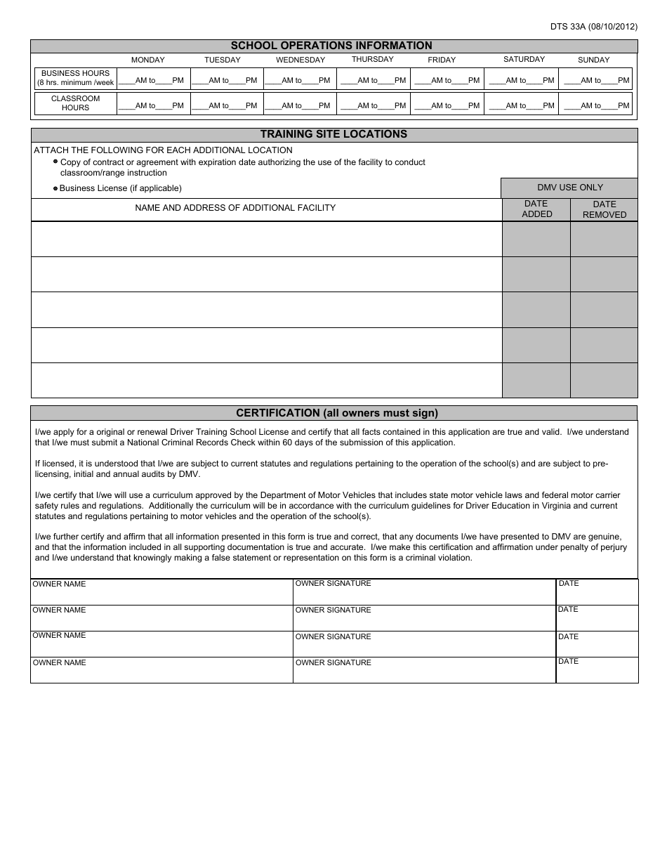 Form DTS33A - Fill Out, Sign Online and Download Fillable PDF, Virginia ...