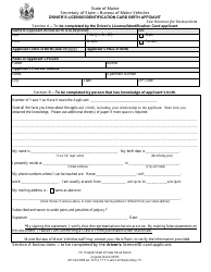 Document preview: Driver's License/Identification Card Birth Affidavit Form - Maine
