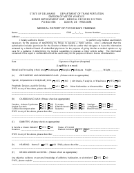 Document preview: Form MV346 Medical Report of Physician's Findings - Delaware