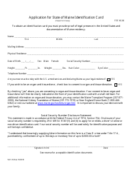 Form MV-16 Application for State of Maine Identification Card - Maine