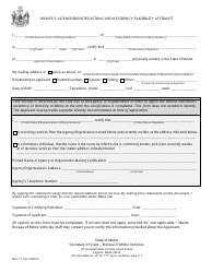 Document preview: Form MVL-17 Driver's License/Identification Card Residency Eligibility Affidavit - Maine