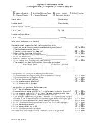 Form MVD-362 Applicant Questionnaire for the Licensing of Dealers, Transporters, Loaners or Recyclers - Maine