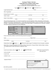 Document preview: Form MVD-356 Application for a Dealer Family Plate - Maine