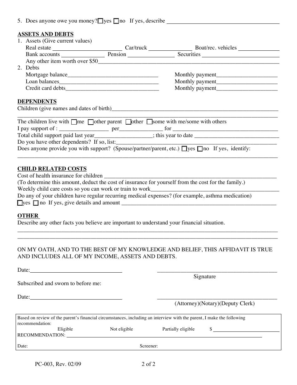 Form PC-003 - Fill Out, Sign Online and Download Fillable PDF, Maine ...