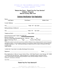 Document preview: Veteran Id Application Form - Warren County, New York