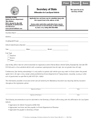 Document preview: Form VSD-796 Affirmation for Low-Speed Vehicle - Illinois
