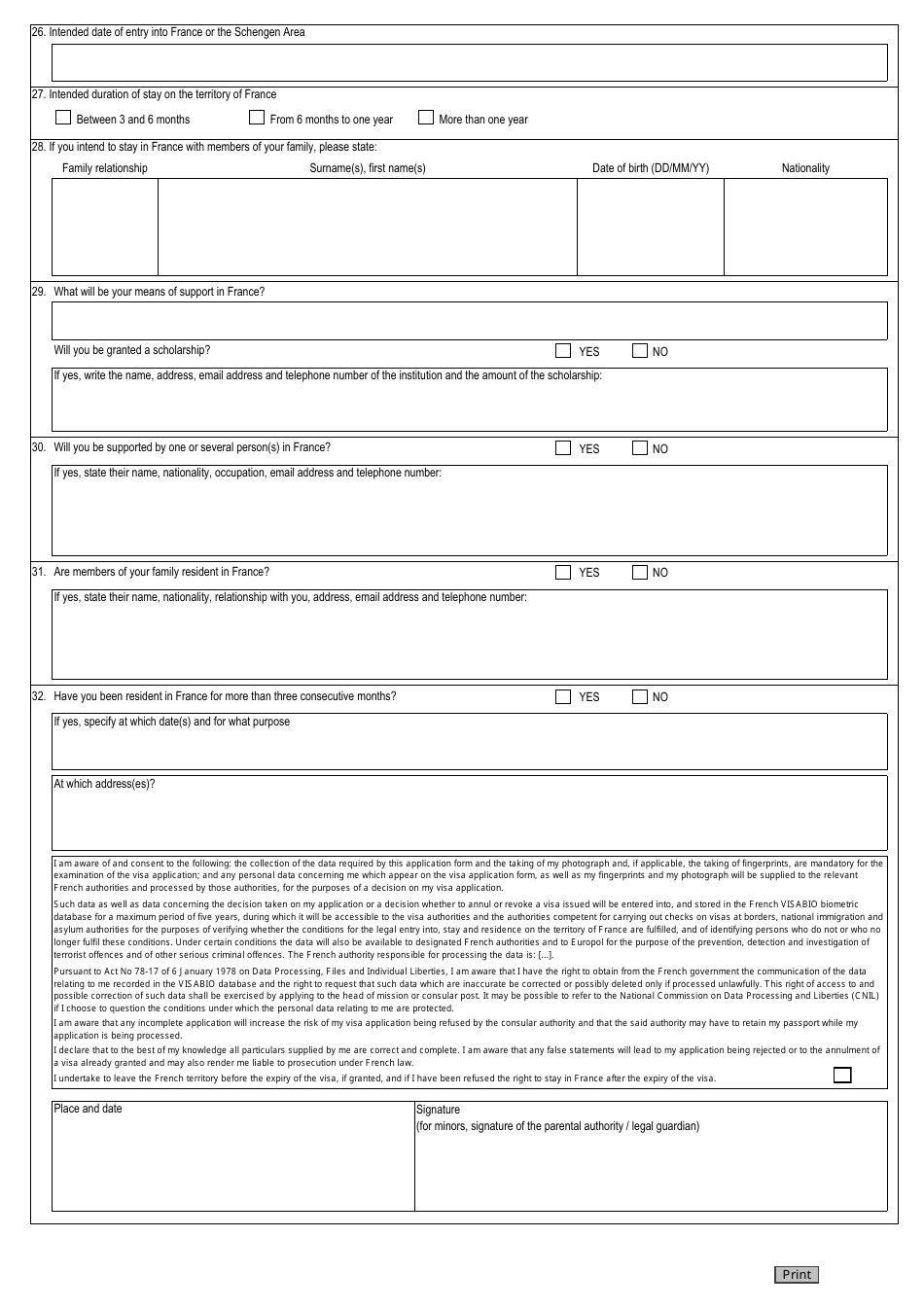 French Republic Long Stay Visa Application Form Fill Out Sign Online   Page 2 Thumb 950 