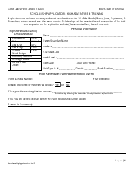 Scholarship Application Form - High Adventure &amp; Training - Boy Scouts of America
