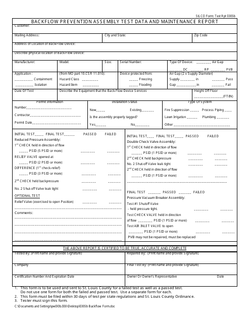 Form 0305B  Printable Pdf