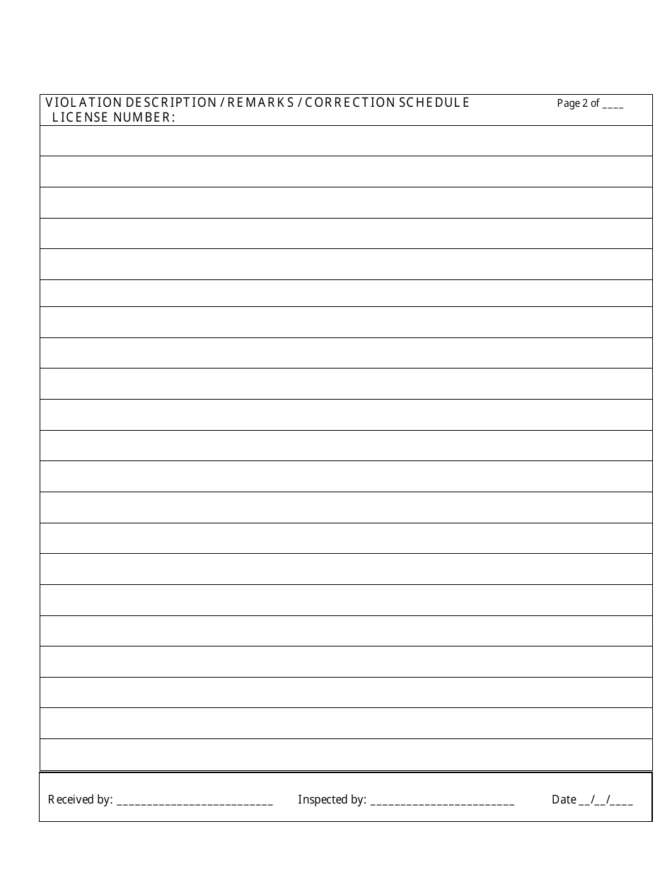 Form DHHS-1468 Body Art Facility Inspection Report Form - Michigan, Page 2