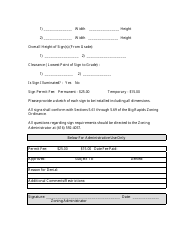 Sign Permit Application Form - City of Big Rapids, Michigan, Page 2