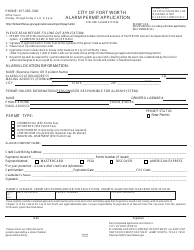 Document preview: Alarm Permit Application Form - CITY OF FORT WORTH, Texas