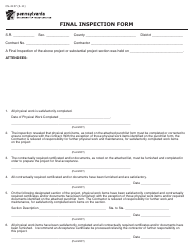 Document preview: Form CS-4137 Final Inspection Form - Pennsylvania