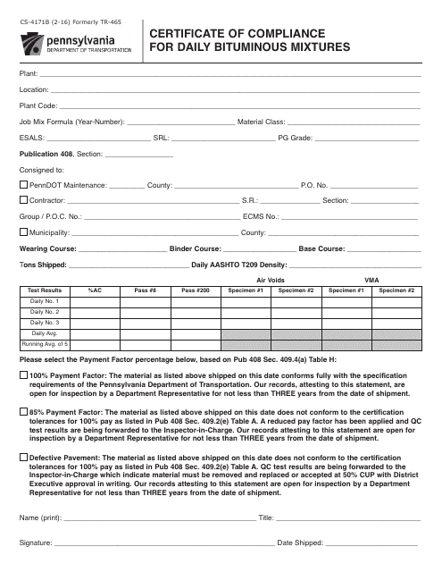 Form CS-4171B  Printable Pdf
