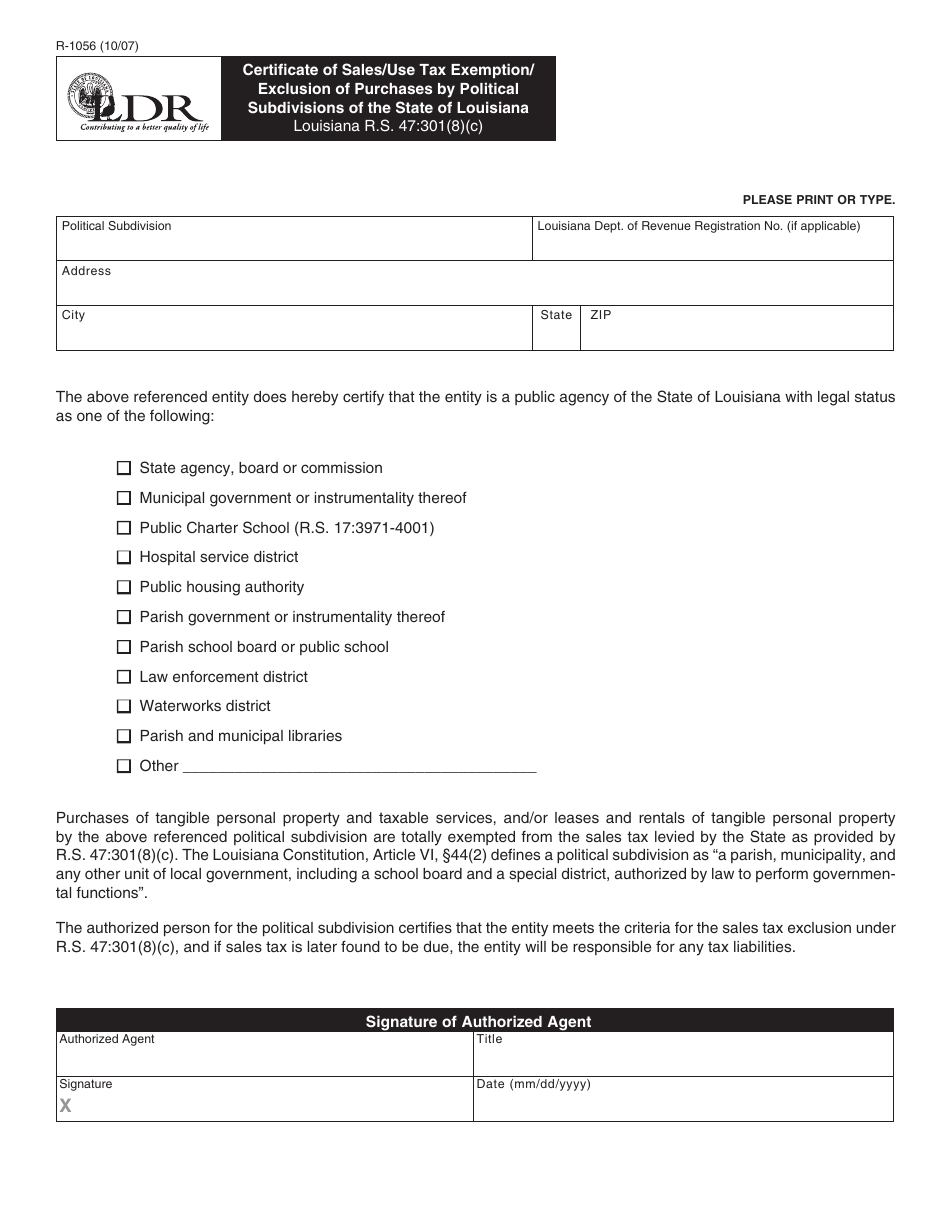 Form R-1056 - Fill Out, Sign Online And Download Fillable PDF ...