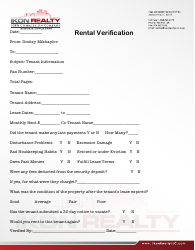 Document preview: Rental Verification Form - Ikon Realty