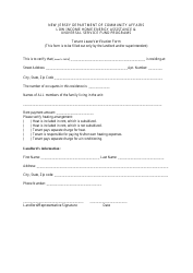 Tenant Lease Verification Form - New Jersey