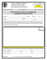 Document preview: Application to Install Generators or Buried Storage Tanks - Town of New Canaan, Connecticut