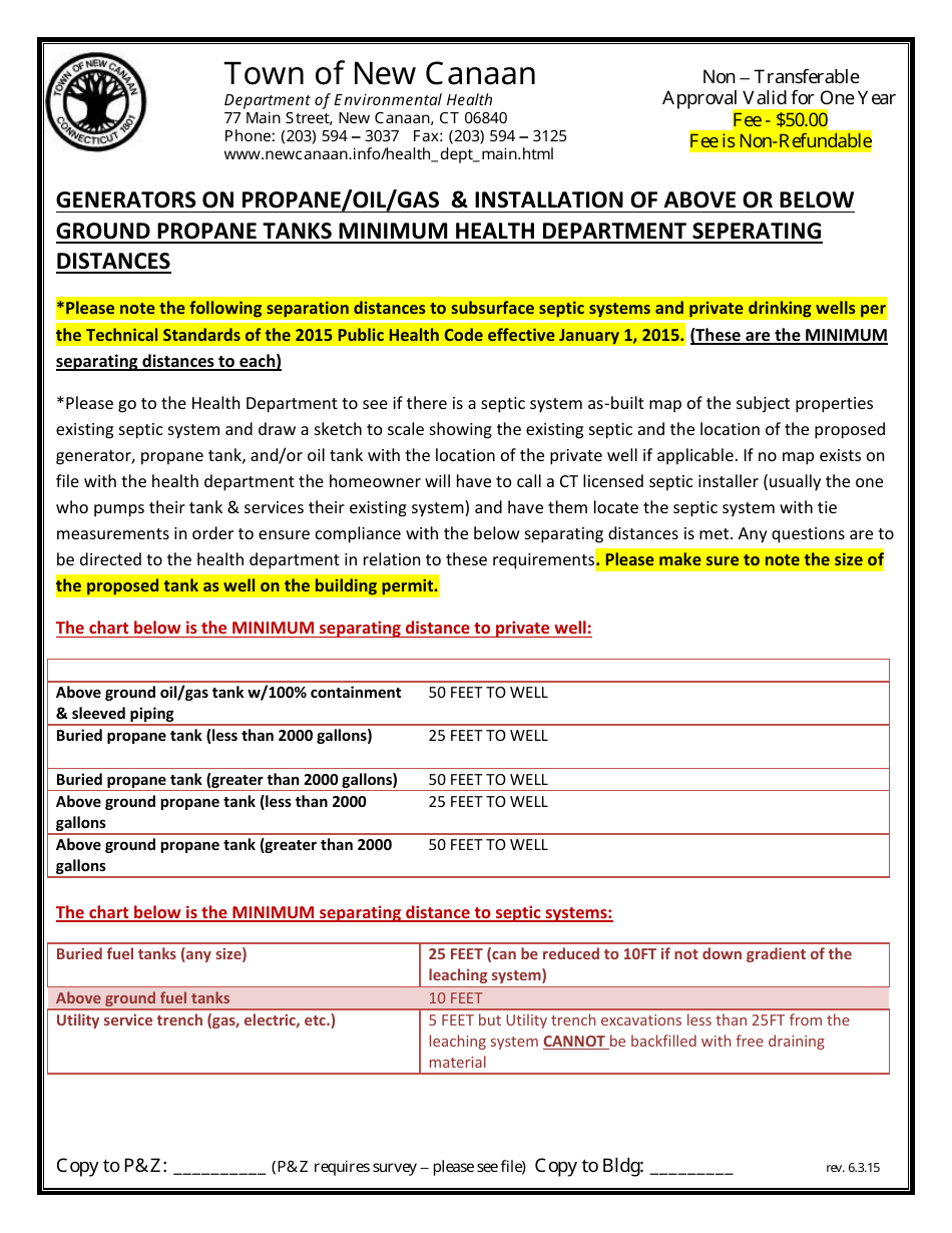 Application to Install Generators or Buried Storage Tanks - Town of New Canaan, Connecticut, Page 2