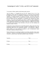 Document preview: Genealogical Codicil to Last Will and Testament Template