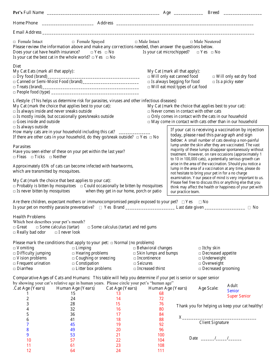 Pet Information Sheet Download Printable PDF Templateroller