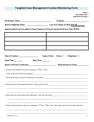 Form DHS-690 Targeted Case Management Contact Monitoring Form - Medicaid - Arkansas