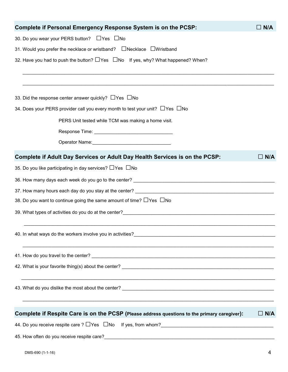 Form DHS-690 Targeted Case Management Contact Monitoring Form - Medicaid - Arkansas, Page 4