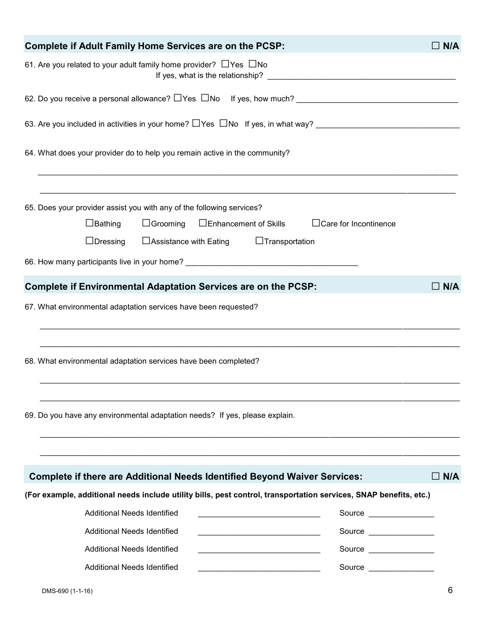 Form DHS-690 Targeted Case Management Contact Monitoring Form - Medicaid - Arkansas, Page 6