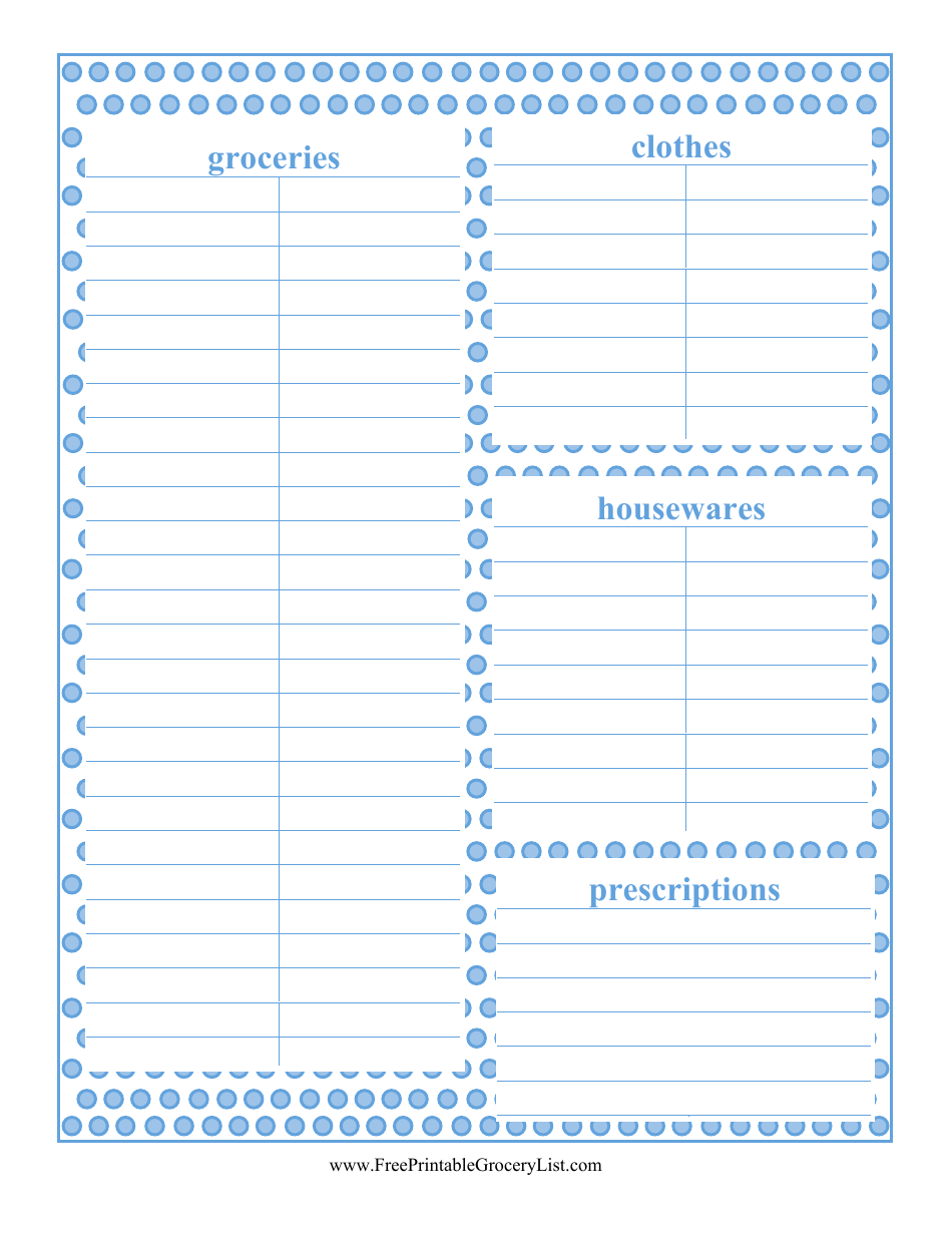 Shopping List Template in Blue Design