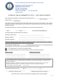Document preview: Affidavit and Assignment of Title - Sole Heir Affidavit - Rhode Island