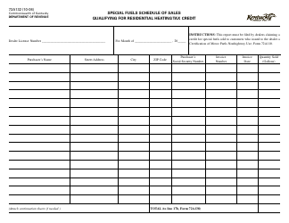 Document preview: Form 72A132 Special Fuels Schedule of Sales Qualifying for Residential Heating Tax Credit - Kentucky